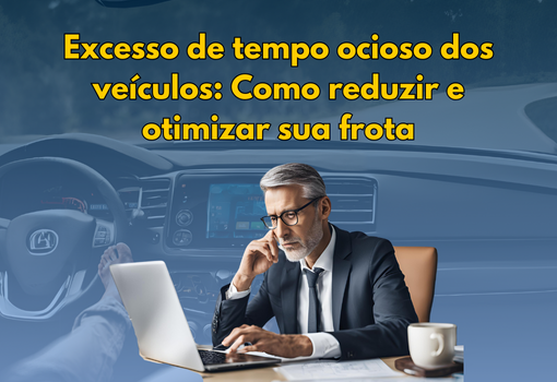 Veículos de uma frota estacionados em fila, representando o excesso de tempo ocioso e a necessidade de otimização na gestão.